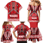Toitu Te Tiriti Waitangi Family Matching Mermaid Dress and Hawaiian Shirt Red Wharenui House - Aussie Hoodie