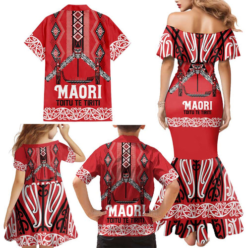 Toitu Te Tiriti Waitangi Family Matching Mermaid Dress and Hawaiian Shirt Red Wharenui House - Aussie Hoodie