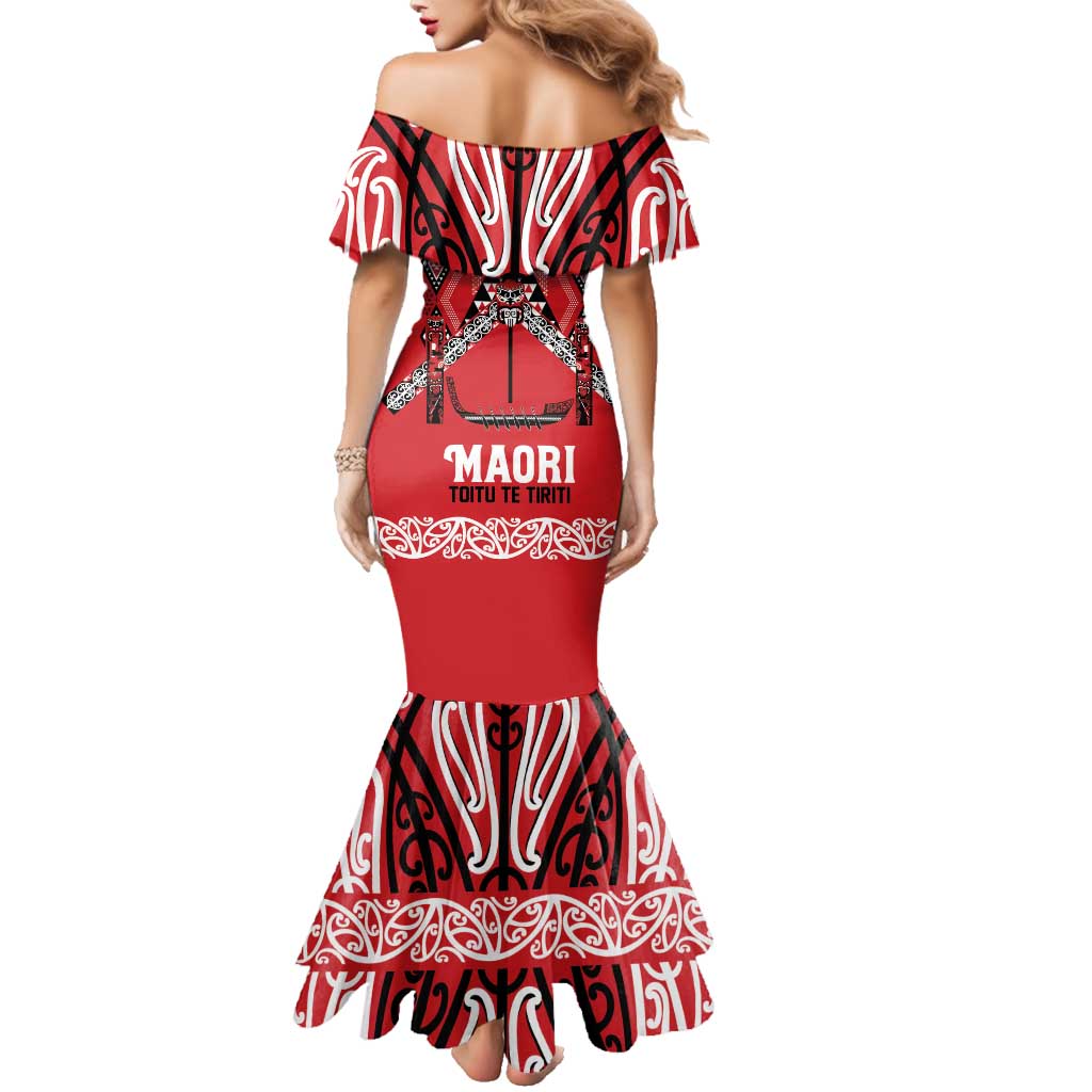 Toitu Te Tiriti Waitangi Family Matching Mermaid Dress and Hawaiian Shirt Red Wharenui House - Aussie Hoodie