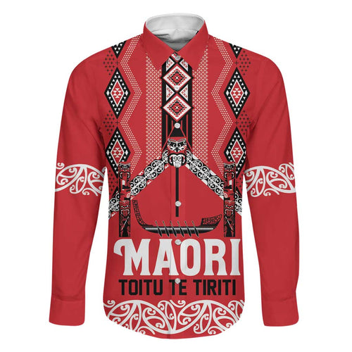 Toitu Te Tiriti Waitangi Family Matching Off Shoulder Maxi Dress and Hawaiian Shirt Red Wharenui House - Aussie Hoodie