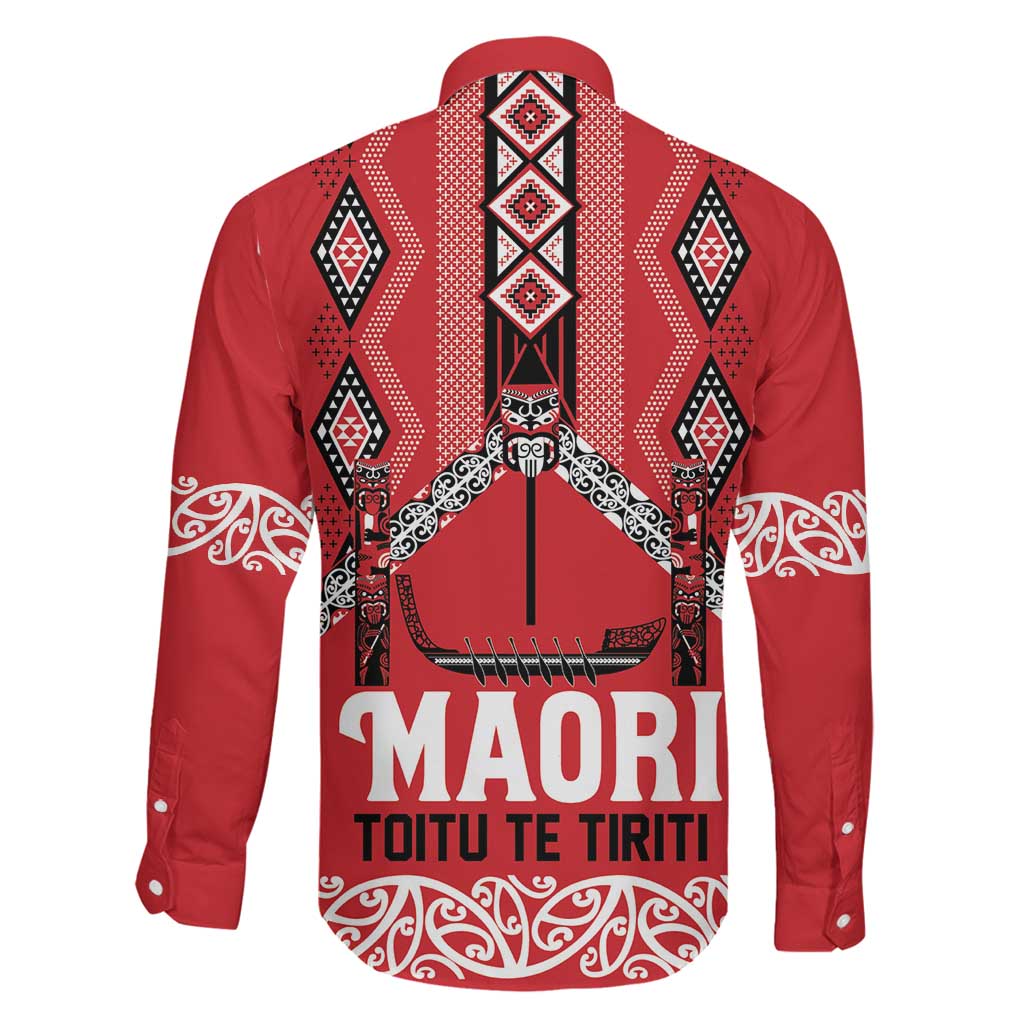 Toitu Te Tiriti Waitangi Family Matching Off Shoulder Maxi Dress and Hawaiian Shirt Red Wharenui House - Aussie Hoodie