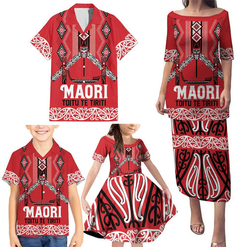 Toitu Te Tiriti Waitangi Family Matching Puletasi and Hawaiian Shirt Red Wharenui House - Aussie Hoodie
