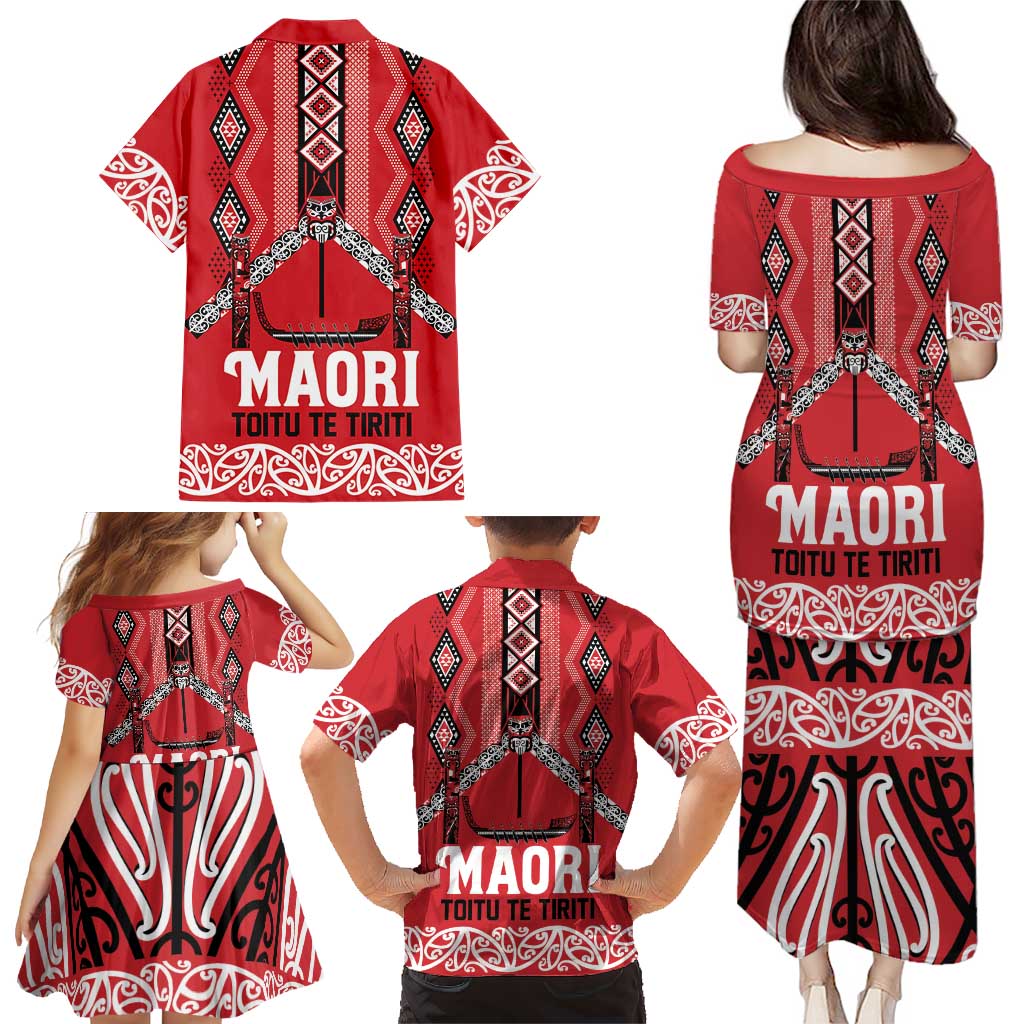 Toitu Te Tiriti Waitangi Family Matching Puletasi and Hawaiian Shirt Red Wharenui House - Aussie Hoodie