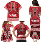 Toitu Te Tiriti Waitangi Family Matching Puletasi and Hawaiian Shirt Red Wharenui House - Aussie Hoodie