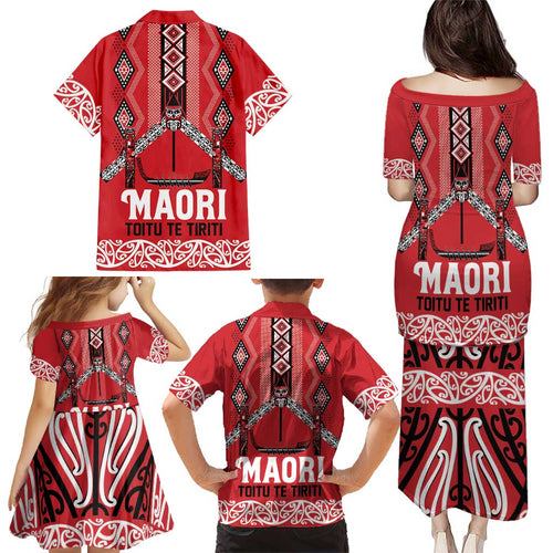 Toitu Te Tiriti Waitangi Family Matching Puletasi and Hawaiian Shirt Red Wharenui House - Aussie Hoodie