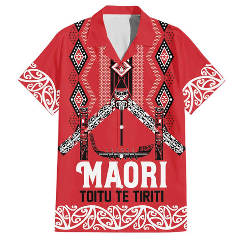 Toitu Te Tiriti Waitangi Family Matching Summer Maxi Dress and Hawaiian Shirt Red Wharenui House - Aussie Hoodie