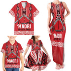 Toitu Te Tiriti Waitangi Family Matching Tank Maxi Dress and Hawaiian Shirt Red Wharenui House - Aussie Hoodie
