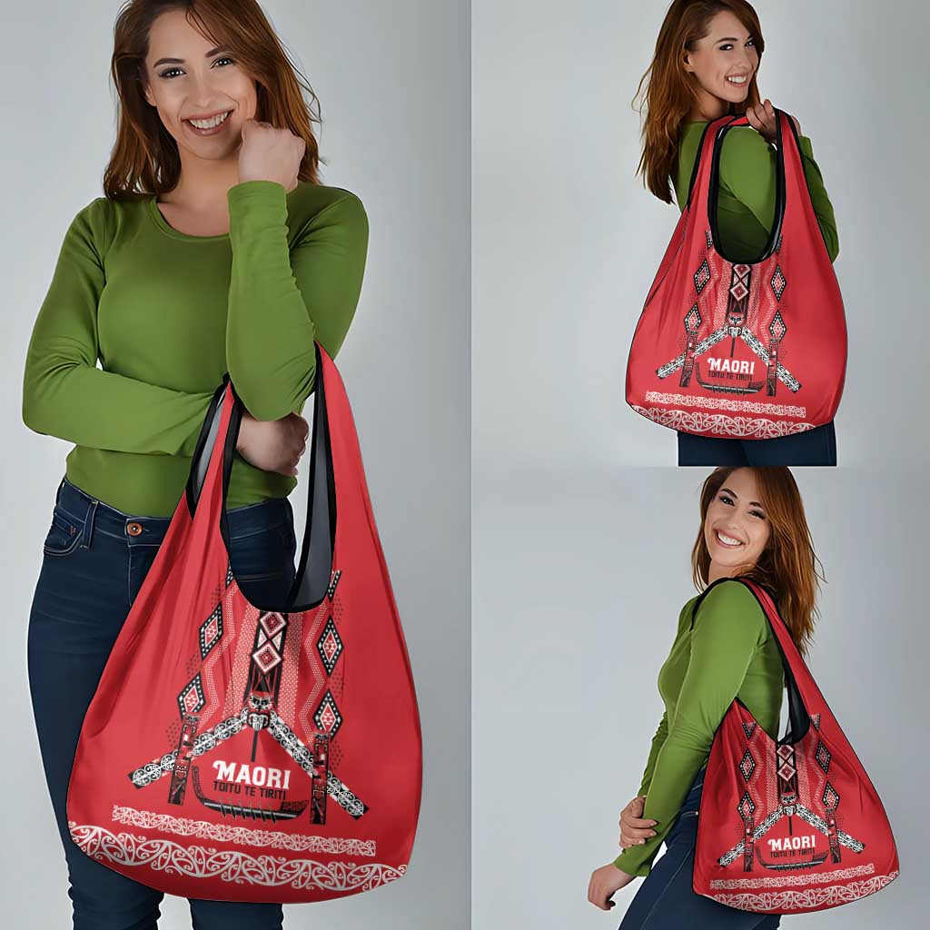Toitu Te Tiriti Waitangi Grocery Bag Red Wharenui House - Aussie Hoodie