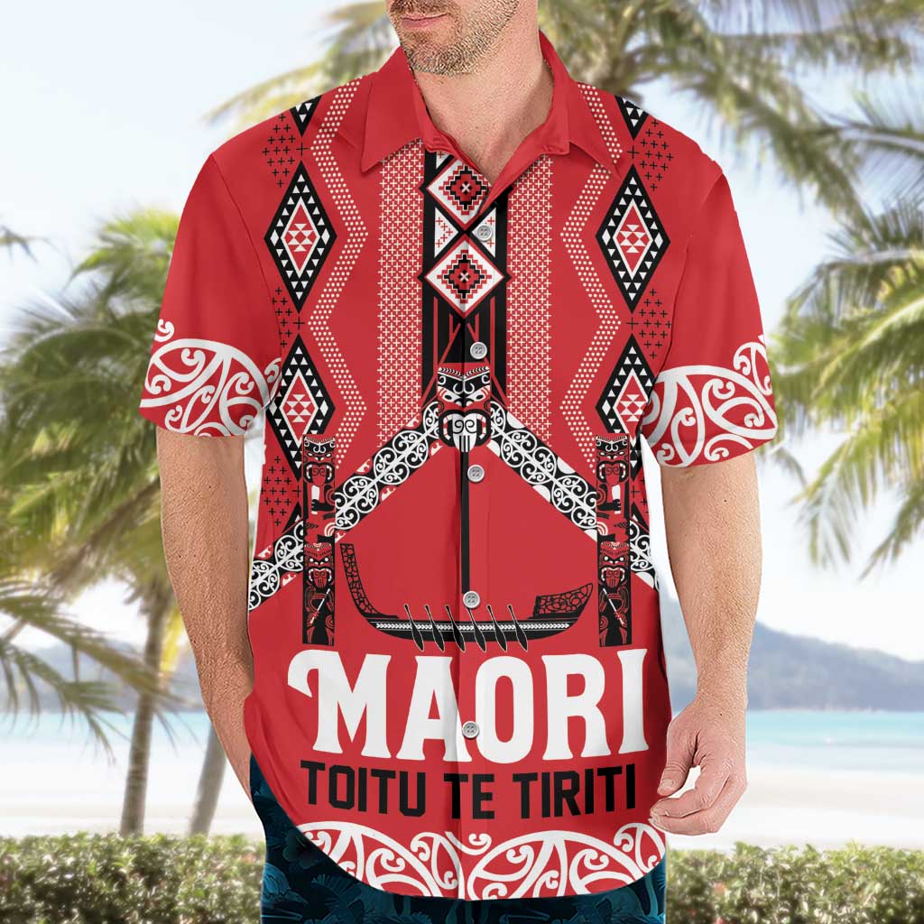 Toitu Te Tiriti Waitangi Hawaiian Shirt Red Wharenui House - Aussie Hoodie