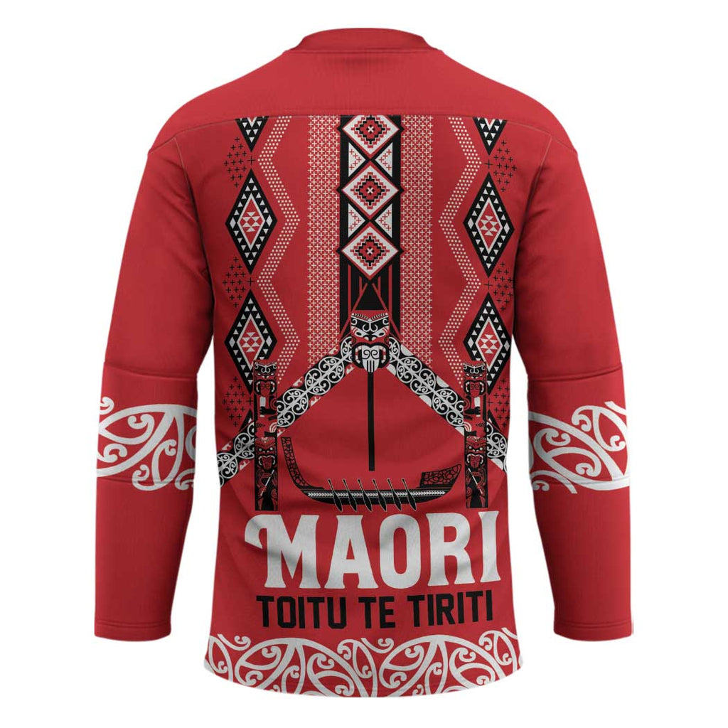 Toitu Te Tiriti Waitangi Hockey Jersey Red Wharenui House - Aussie Hoodie