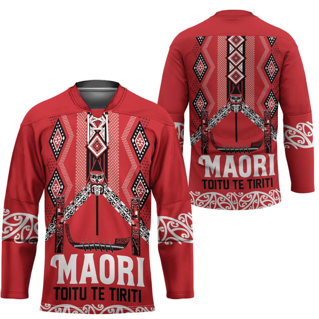 Toitu Te Tiriti Waitangi Hockey Jersey Red Wharenui House - Aussie Hoodie