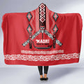 Toitu Te Tiriti Waitangi Hooded Blanket Red Wharenui House - Aussie Hoodie