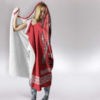 Toitu Te Tiriti Waitangi Hooded Blanket Red Wharenui House - Aussie Hoodie