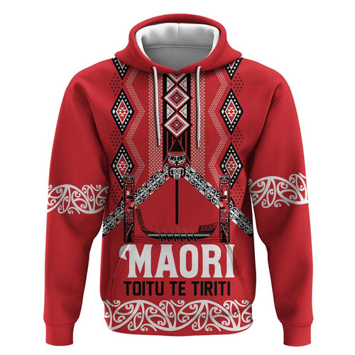 Toitu Te Tiriti Waitangi Hoodie Red Wharenui House - Aussie Hoodie