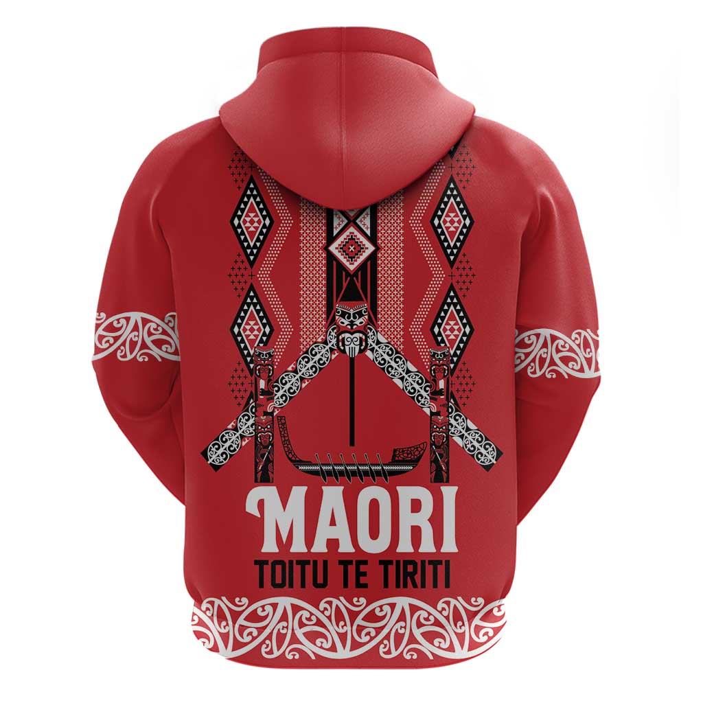 Toitu Te Tiriti Waitangi Hoodie Red Wharenui House - Aussie Hoodie