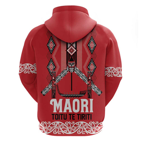 Toitu Te Tiriti Waitangi Hoodie Red Wharenui House - Aussie Hoodie