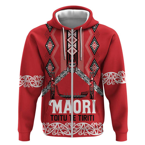 Toitu Te Tiriti Waitangi Hoodie Red Wharenui House - Aussie Hoodie
