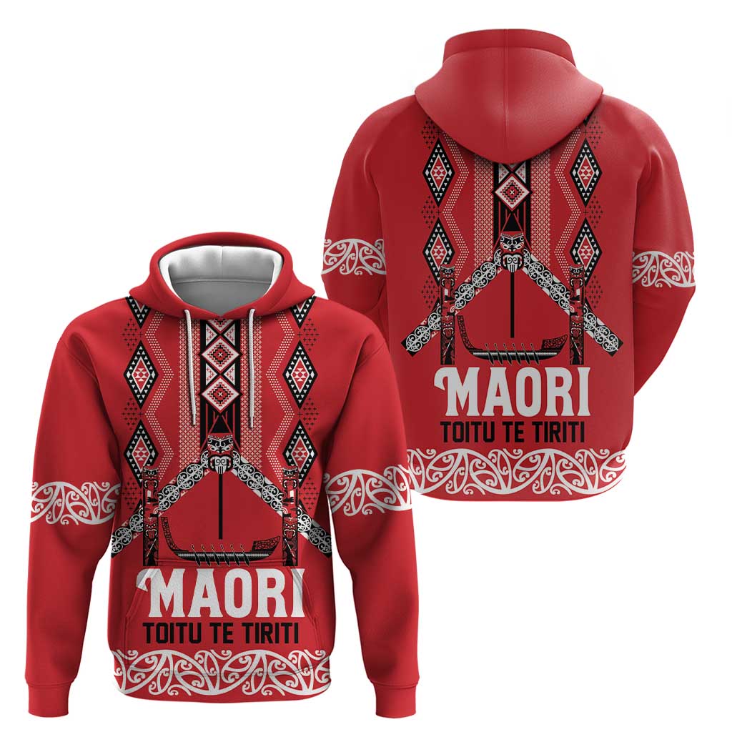 Toitu Te Tiriti Waitangi Hoodie Red Wharenui House - Aussie Hoodie