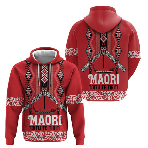 Toitu Te Tiriti Waitangi Hoodie Red Wharenui House - Aussie Hoodie