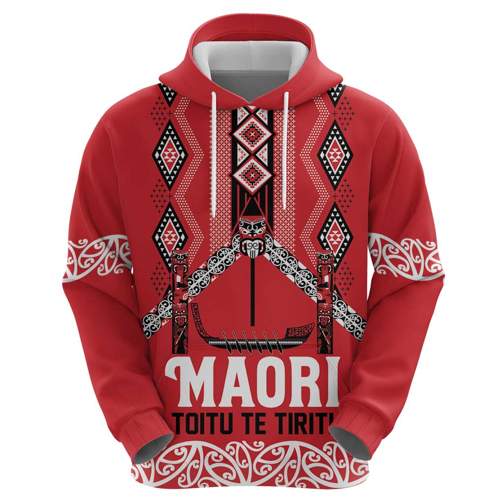 Toitu Te Tiriti Waitangi Hoodie Red Wharenui House - Aussie Hoodie