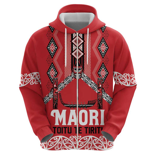 Toitu Te Tiriti Waitangi Hoodie Red Wharenui House - Aussie Hoodie