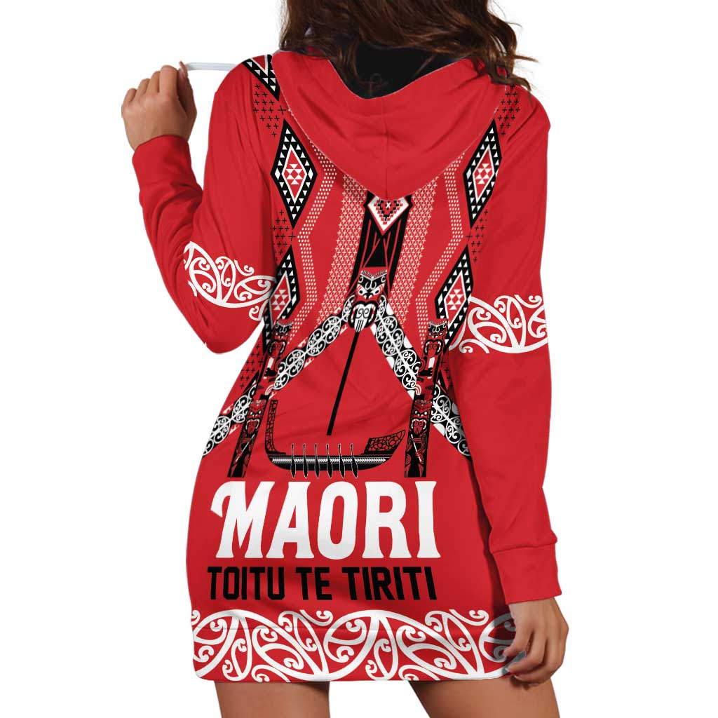 Toitu Te Tiriti Waitangi Hoodie Dress Red Wharenui House - Aussie Hoodie