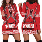 Toitu Te Tiriti Waitangi Hoodie Dress Red Wharenui House - Aussie Hoodie