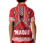 Toitu Te Tiriti Waitangi Kid Polo Shirt Red Wharenui House - Aussie Hoodie