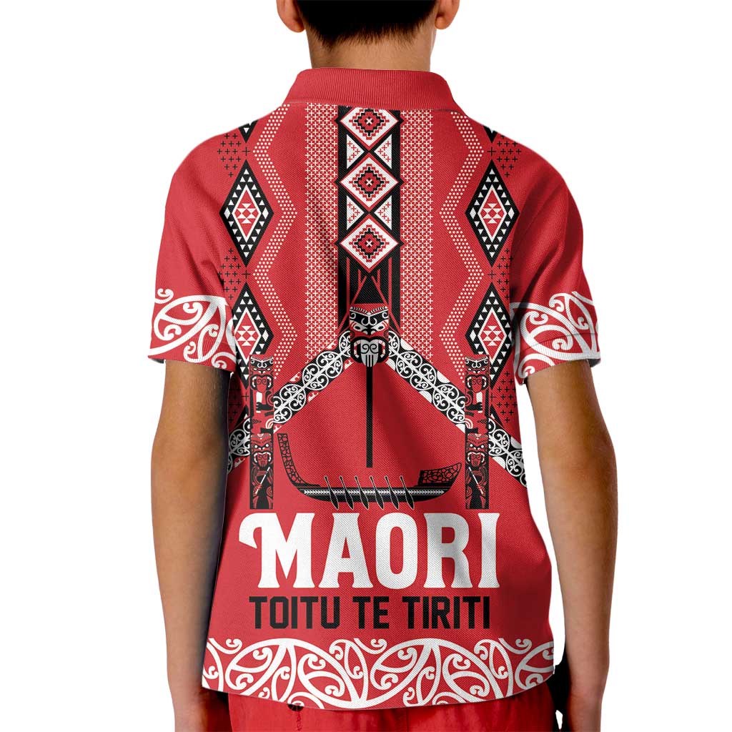 Toitu Te Tiriti Waitangi Kid Polo Shirt Red Wharenui House - Aussie Hoodie