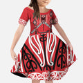 Toitu Te Tiriti Waitangi Kid Short Sleeve Dress Red Wharenui House - Aussie Hoodie