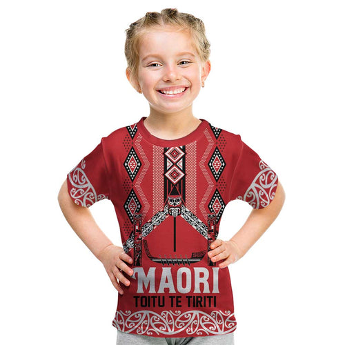 Toitu Te Tiriti Waitangi Kid T Shirt Red Wharenui House - Aussie Hoodie