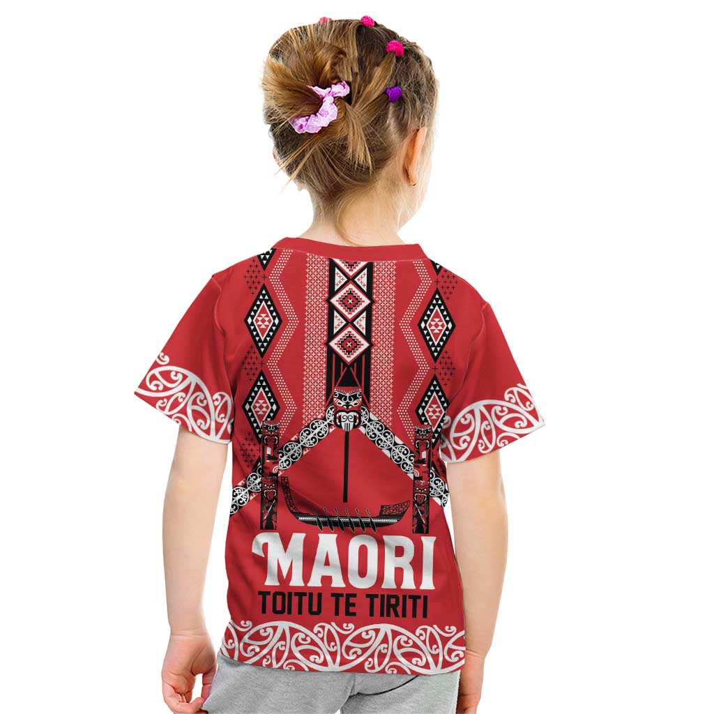 Toitu Te Tiriti Waitangi Kid T Shirt Red Wharenui House - Aussie Hoodie