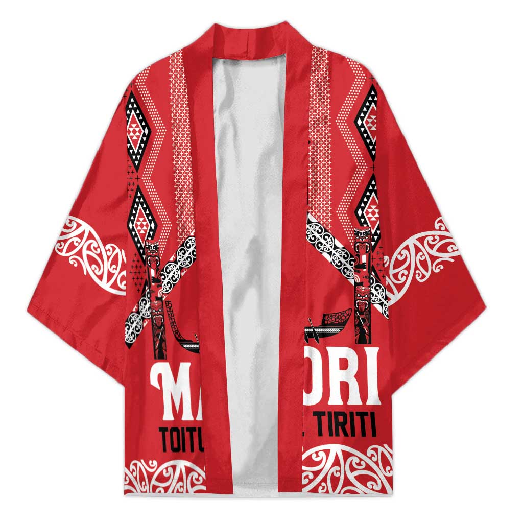 Toitu Te Tiriti Waitangi Kimono Red Wharenui House - Aussie Hoodie