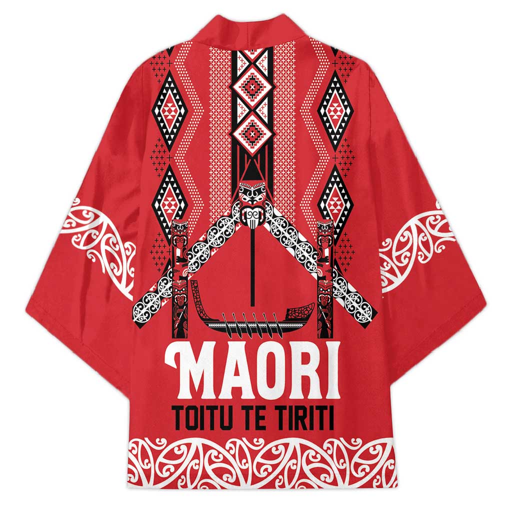 Toitu Te Tiriti Waitangi Kimono Red Wharenui House - Aussie Hoodie