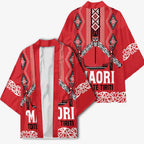 Toitu Te Tiriti Waitangi Kimono Red Wharenui House - Aussie Hoodie