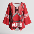 Toitu Te Tiriti Waitangi Kimono Sleeve Blouse Red Wharenui House - Aussie Hoodie