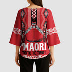 Toitu Te Tiriti Waitangi Kimono Sleeve Blouse Red Wharenui House - Aussie Hoodie