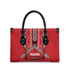 Toitu Te Tiriti Waitangi Leather Bag Red Wharenui House - Aussie Hoodie