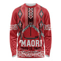 Toitu Te Tiriti Waitangi Long Sleeve Shirt Red Wharenui House - Aussie Hoodie