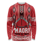 Toitu Te Tiriti Waitangi Long Sleeve Shirt Red Wharenui House - Aussie Hoodie