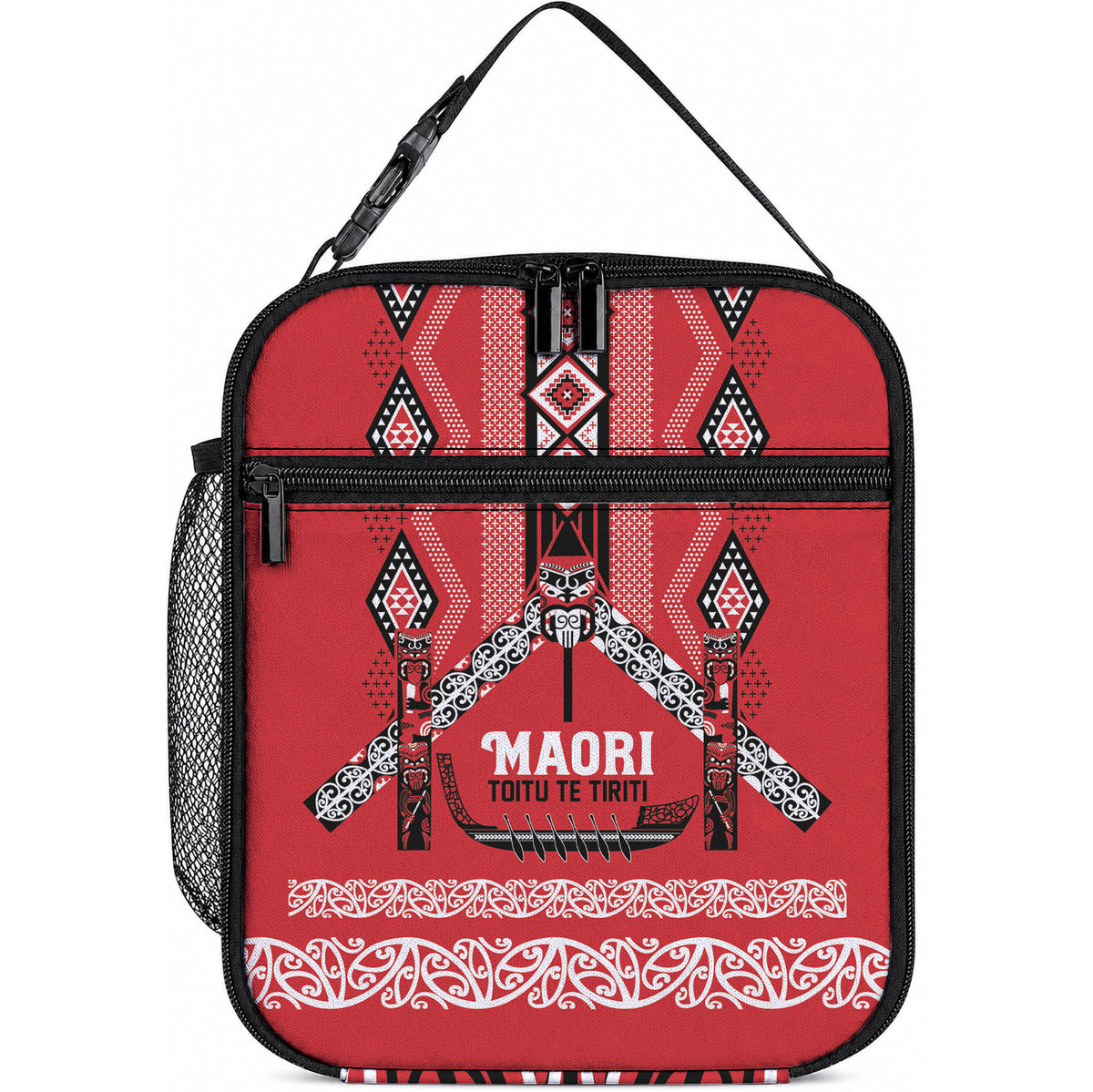 Toitu Te Tiriti Waitangi Lunch Bag Red Wharenui House