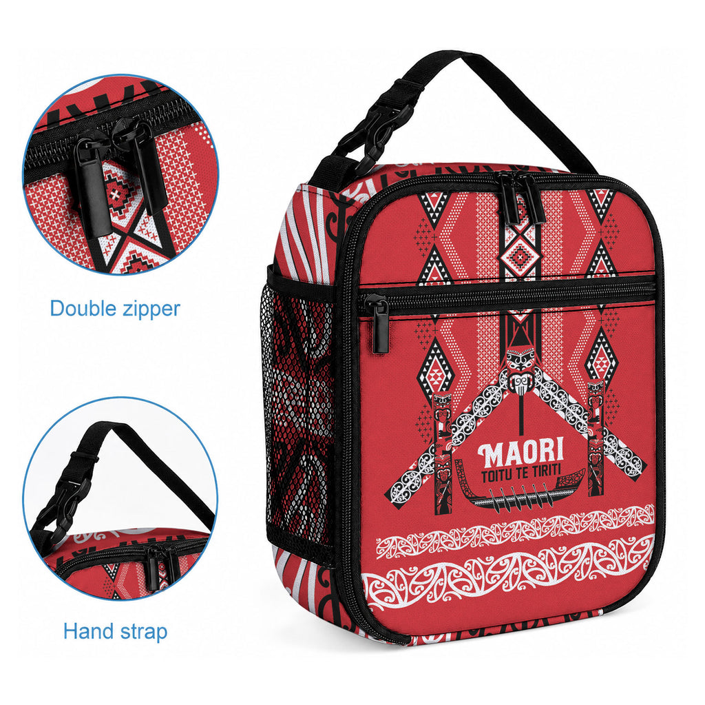 Toitu Te Tiriti Waitangi Lunch Bag Red Wharenui House
