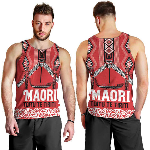 Toitu Te Tiriti Waitangi Men Tank Top Red Wharenui House - Aussie Hoodie