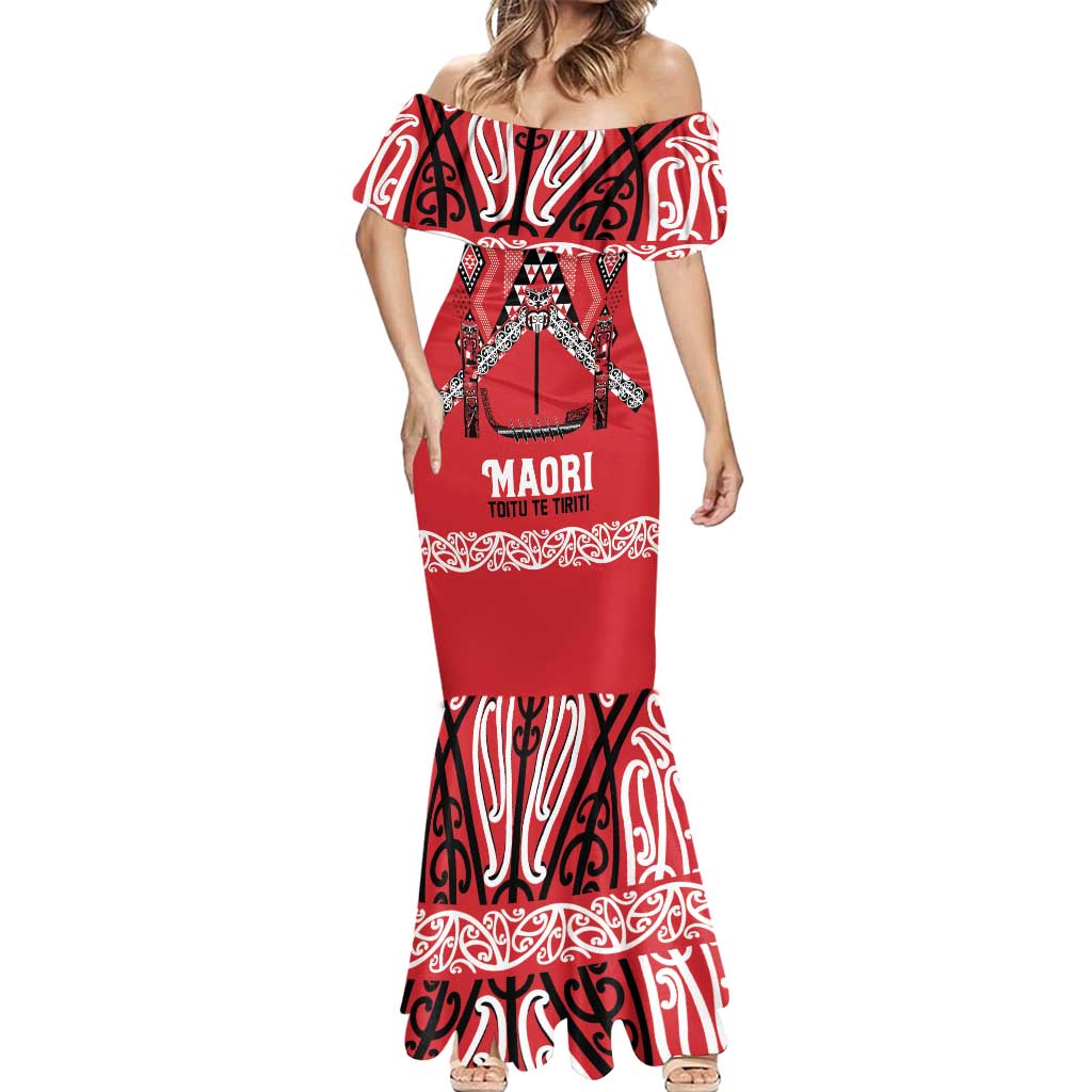Toitu Te Tiriti Waitangi Mermaid Dress Red Wharenui House - Aussie Hoodie