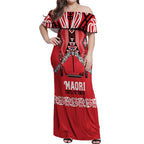 Toitu Te Tiriti Waitangi Off Shoulder Maxi Dress Red Wharenui House - Aussie Hoodie