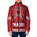 Toitu Te Tiriti Waitangi Padded Jacket Red Wharenui House - Aussie Hoodie