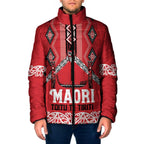 Toitu Te Tiriti Waitangi Padded Jacket Red Wharenui House - Aussie Hoodie