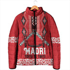 Toitu Te Tiriti Waitangi Padded Jacket Red Wharenui House - Aussie Hoodie