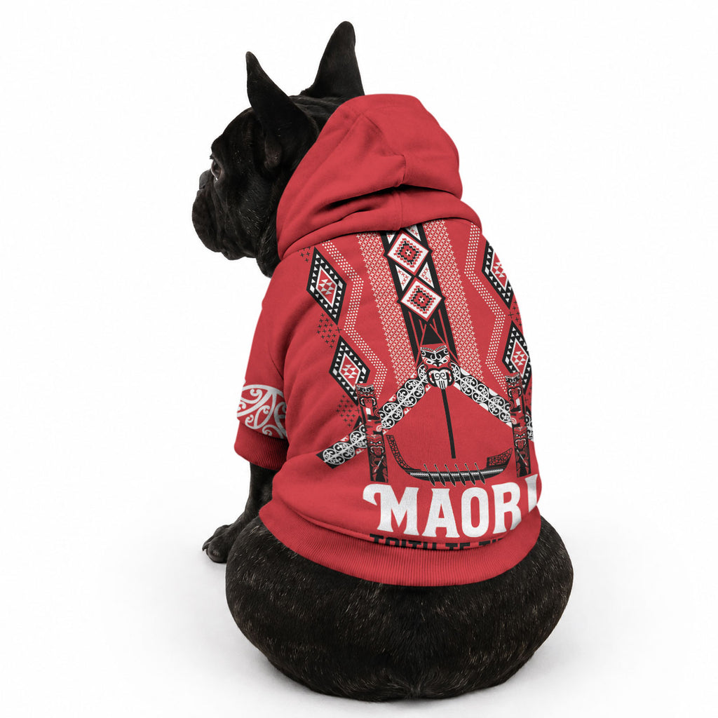 Toitu Te Tiriti Waitangi Pet Hoodie Red Wharenui House
