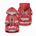 Toitu Te Tiriti Waitangi Pet Hoodie Red Wharenui House